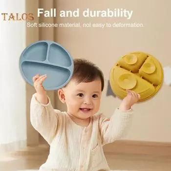 Детская тарелка Посуда с разделенным дизайном Легко моется Полезные 3 сетки Принадлежности для детского питания Ежедневное использование серый