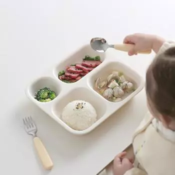 Детская тарелка столовая посуда Tackaon квадратная глубокая тарелка с 4 отверстиями одна тарелка нескользящая детская младенец детский сад дневной центр mint