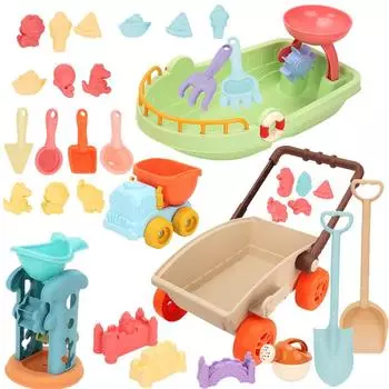Детская тележка для игр с песком, пляжная игрушка, песочница, лопата, формы для животных, пляжные аксессуары, игрушки, летние игры на открытом воздухе, морская игра, игра с песком и водой