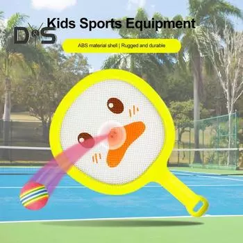 Детская теннисная ракетка, юниорская теннисная ракетка с мягкими тренировочными мячами, воланчики для бадминтона для детей, для занятий спортом в помещении и на открытом воздухе жёлтый/синий