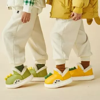 Детская теплая хлопковая обувь бархатная осенне-зимняя водонепроницаемая обувь для дома и отдыха на открытом воздухе пуховая хлопковая обувь 23 бежевый