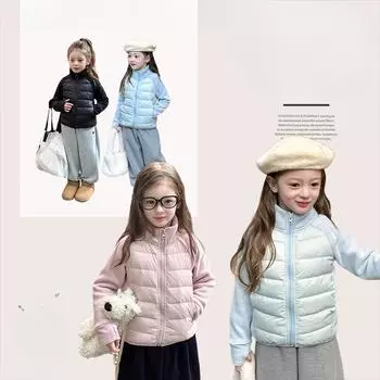 Детская теплая куртка-пуховик, зимняя, для девочек, белый утиный пух, модная, повседневная, плюшевая, сращивающаяся, куртка-пуховик 90cm синий