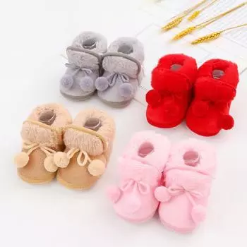 Детская теплая обувь Мягкие и удобные зимние ботинки на шнуровке с бантом 12