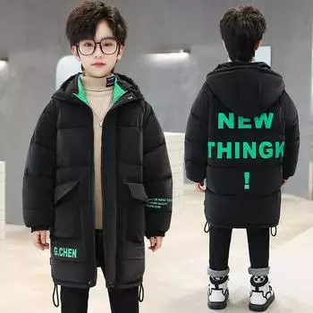 Детская теплая одежда для мальчиков зимние пуховики с капюшоном парка пальто для детей снег 170cm белый