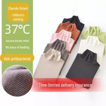 Детская термо-бархатная водолазка: Самонагревающаяся антибактериальная рубашка для мальчиков и девочек, в комплект входит бархатная маска, осенняя одежда 110cm оливковое зеленый