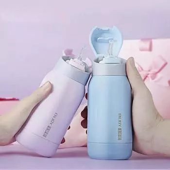 Детская термобутылка, соломенный термос для воды, бутылка для воды из нержавеющей стали, школьная детская термобутылка, бутылка для воды 500ml кофейный