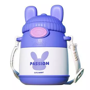 Детская термокружка 500 мл из нержавеющей стали 316, высококачественная, для студентов и студентов мужского и женского пола, с рисунком милого кролика, детская термокружка с соломой 500ml розовый