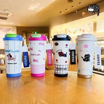 Детская термокружка для школьников, специальная кружка для воды, соломенная кружка, милая девочка 500ml