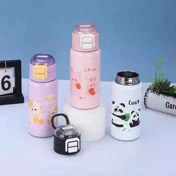 Детская термокружка MOE Fun из нержавеющей стали с рисунком, симпатичная детская кружка для воды, крышка двойного назначения, чашка для прыжков с двумя выстрелами 420ml