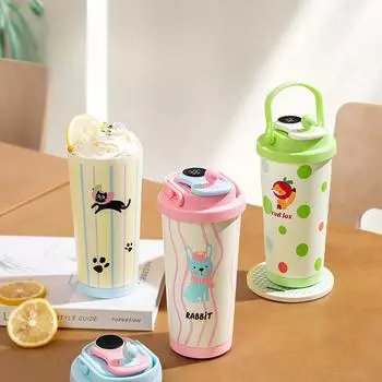 Детская термокружка с 2 чашками и дисплеем для умного температурного режима, термокружка из нержавеющей стали, внешний вид высокого уровня, женская чашка большой емкости, кофейная чашка 530ml