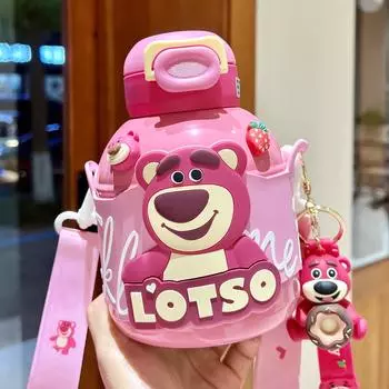 Детская термокружка с клубничным мишкой, кружка Pot Belly Cup, пищевая бутылка для воды для девочек начальной школы 700ml