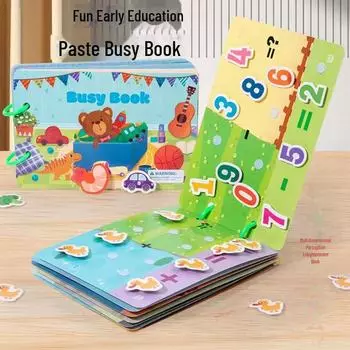 Детская тихая книга наклеек - многоразовое образовательное занятие с мультфильмами для раннего обучения Type B [Cognitive Learning]