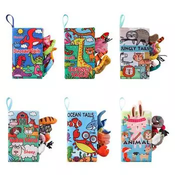 Детская тканевая книга «Хвост животного», развивающая игрушка, прочная детская тканевая книга, звуковая бумага, просветительская книга, игрушка для раннего развития жирафовый