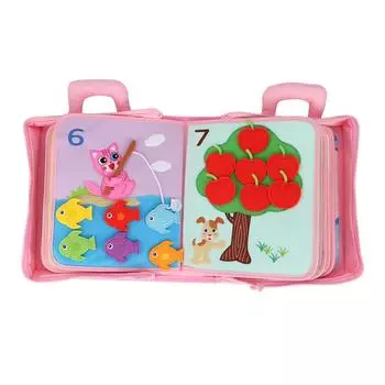 Детская тканевая книга мягкая интерактивная обучающая игрушка (розовый)
