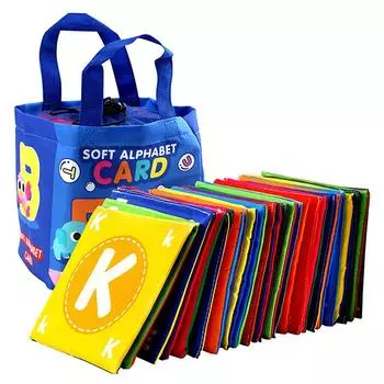 Детская тканевая книга Мягкие карточки с тканевой сумкой для хранения Графический алфавит Цифровые познавательные игрушки Детские развивающие карточки