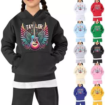 Детская толстовка для мальчиков и девочек с принтом, длинный рукав, капюшон, карман 100 бежевый