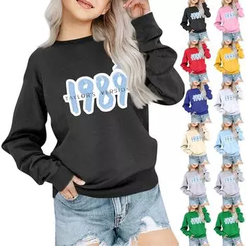 Детская толстовка для мальчиков и девочек, модная толстовка с круглым вырезом и длинным рукавом с принтом 100 бежевый