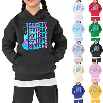 Детская толстовка для мальчиков и девочек с принтом, длинный рукав, капюшон, карман 100 бежевый