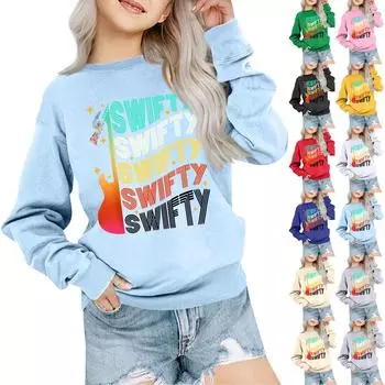 Детская толстовка для мальчиков и девочек, модная толстовка с круглым вырезом и длинным рукавом с принтом 100 бежевый