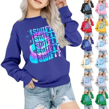 Детская толстовка для мальчиков и девочек, модная толстовка с круглым вырезом и длинным рукавом с принтом 100 бежевый