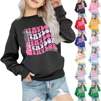 Детская толстовка для мальчиков и девочек, модная толстовка с круглым вырезом и длинным рукавом с принтом 100 бежевый