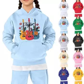 Детская толстовка для мальчиков и девочек с принтом, длинный рукав, капюшон, карман 100 бежевый