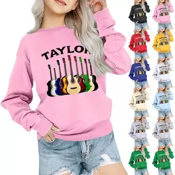 Детская толстовка для мальчиков и девочек, модная толстовка с круглым вырезом и длинным рукавом с принтом 100 бежевый