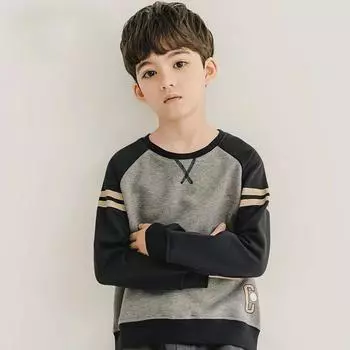 Детская толстовка для мальчиков с круглым вырезом и длинными рукавами, повседневный теплый детский топ 150