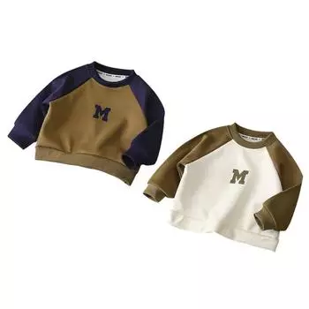 Детская толстовка, футболки с длинными рукавами для мальчиков и девочек, детский топ с буквенным принтом 100