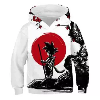 Детская толстовка, новинка 2023 года, Harajuku Dragn-Ball, крутой топ с капюшоном с 3D принтом для мальчиков и девочек, весенние топы с длинными рукавами, модная толстовка в стиле аниме 100