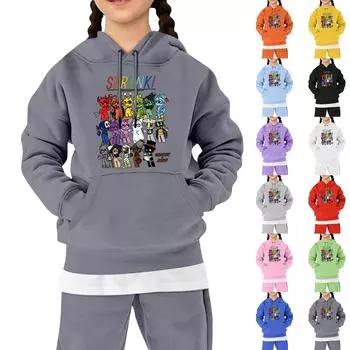 Детская толстовка, повседневная, свободная, с принтом, с капюшоном 130 небесно-голубой