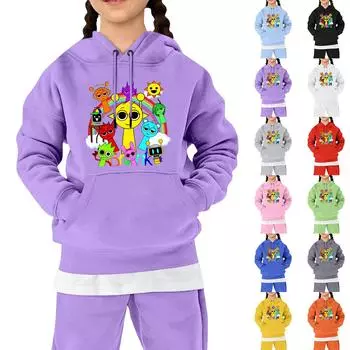 Детская толстовка, повседневная, свободная, с принтом, с капюшоном 110 чёрный