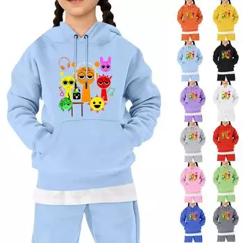 Детская толстовка, повседневная, свободная, с принтом, с капюшоном 110 чёрный