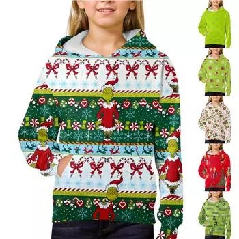 Детская толстовка с длинным рукавом, повседневная толстовка с капюшоном, удобная, свободная, легкая детская толстовка 100 армия зеленый