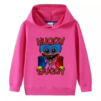 Детская толстовка с капюшоном 3D Huggy Wuggy с изображением Poppy Playtime 150cm белый