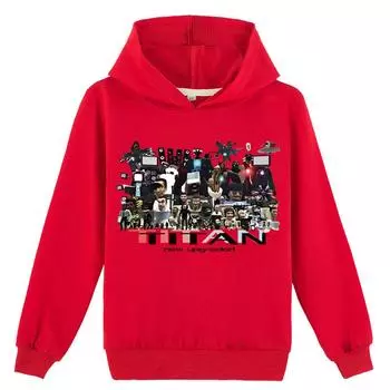 Детская толстовка с капюшоном 3D Skibidi Toilet свитер Детский свитер 170cm оранжевый