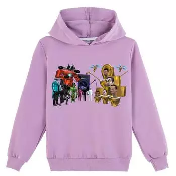 Детская толстовка с капюшоном 3D Skibidi Toilet свитер Детский свитер 170cm оранжевый