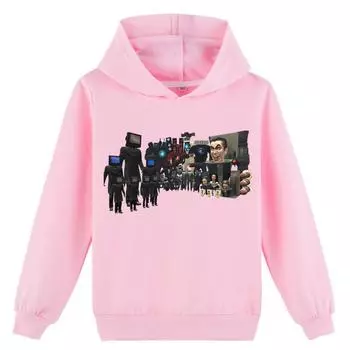 Детская толстовка с капюшоном 3D Skibidi Toilet свитер Детский свитер 170cm оранжевый