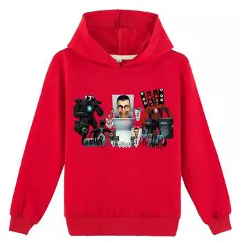Детская толстовка с капюшоном 3D Skibidi Toilet свитер Детский свитер 170cm оранжевый