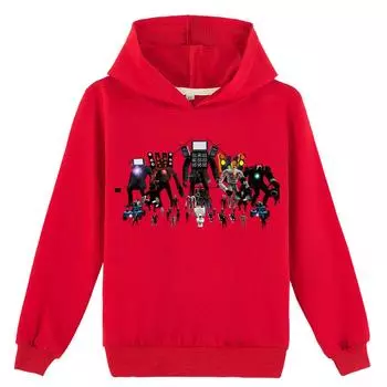 Детская толстовка с капюшоном 3D Skibidi Toilet свитер Детский свитер 170cm оранжевый