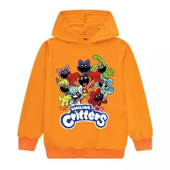 Детская толстовка с капюшоном 3D Smiling Critters, детский свитер 170cm оранжевый