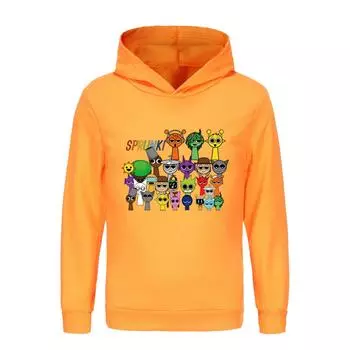 Детская толстовка с капюшоном 3D Sprunki свитер Детский свитер 170cm оранжевый