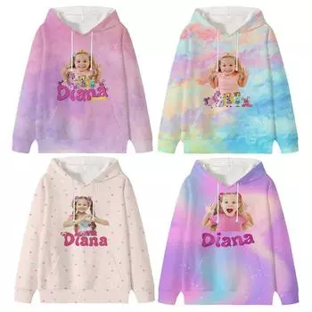 Детская толстовка с капюшоном Diana And Roma Show Детская одежда Одежда для девочек Модная одежда для мальчиков Осенняя теплая толстовка Детские топы 100 белый