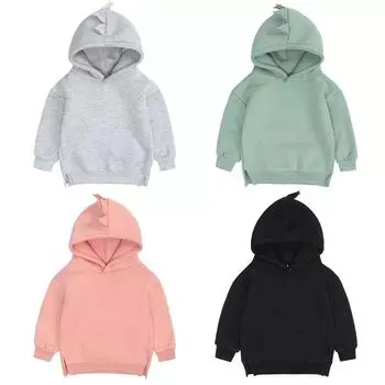 Детская толстовка с капюшоном для детей до 4 лет, однотонная толстовка на весну/осень в стиле динозавра 73