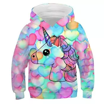 Детская толстовка с капюшоном для девочек с изображением животных, повседневные толстовки с длинным рукавом и карманами, модная осенняя многоцветная черная розовая толстовка для девочек 7-13 лет 100