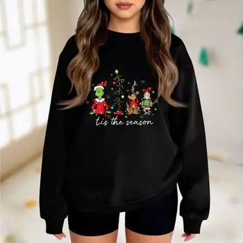 Детская толстовка с капюшоном для мальчиков и девочек, модная толстовка с длинными рукавами и принтом 110 чёрный