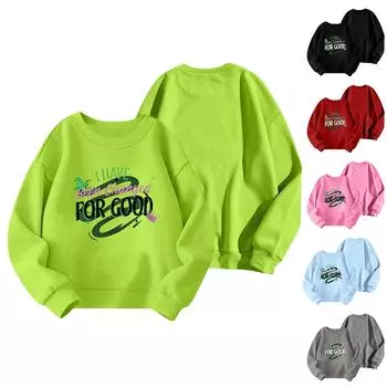 Детская толстовка с капюшоном для мальчиков и девочек, модная толстовка с длинными рукавами с принтом, возраст 3-14 лет 150 чёрный