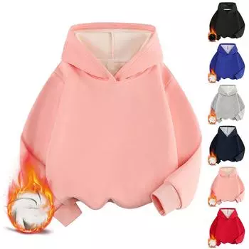 Детская толстовка с капюшоном для мальчиков и девочек, однотонная толстовка с длинными рукавами 100 чёрный