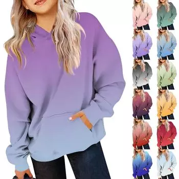 Детская толстовка с капюшоном для мальчиков и девочек с длинными рукавами и карманом 130 синий