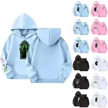 Детская толстовка с капюшоном для мальчиков и девочек, модная принтованная толстовка с длинными рукавами и карманом 110